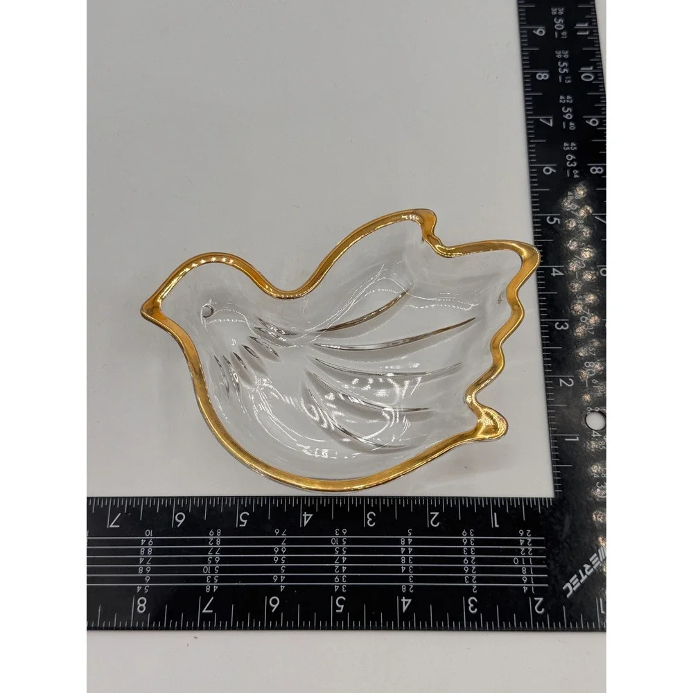 Mikasa Crystal Dove Gold Trim Candy Relish Trinket Dish 6.5 Inch Vintage